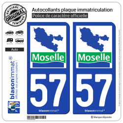2 Autocollants plaque immatriculation Auto 57 Moselle - Département