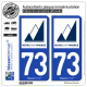 2 Autocollants plaque immatriculation Auto 73 Bourg-Saint-Maurice - Commune