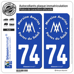 2 Autocollants plaque immatriculation Auto 74 Morzine-Avoriaz - Station
