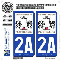 2 Autocollants plaque immatriculation Auto 2A Porticcio - Tourisme
