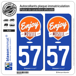 2 Autocollants plaque immatriculation Auto 57 Moselle - Tourisme