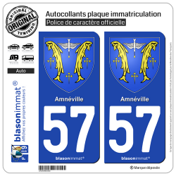 2 Autocollants plaque immatriculation Auto 57 Amnéville - Armoiries