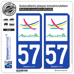 2 Autocollants plaque immatriculation Auto 57 Amnéville - Ville