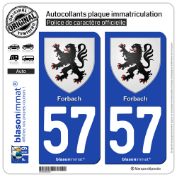 2 Autocollants plaque immatriculation Auto 57 Forbach - Armoiries
