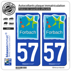 2 Autocollants plaque immatriculation Auto 57 Forbach - Agglo