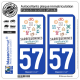 2 Autocollants plaque immatriculation Auto 57 Sarreguemines - Tourisme