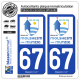 2 Autocollants plaque immatriculation Auto 67 Molsheim-Mutzig - Tourisme