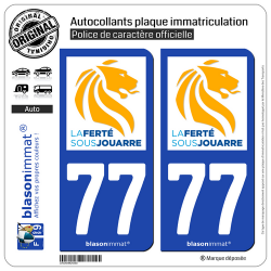 2 Autocollants plaque immatriculation Auto 77 La Ferté-sous-Jouarre - Commune