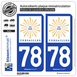 2 Autocollants plaque immatriculation Auto 78 Versailles - Tourisme