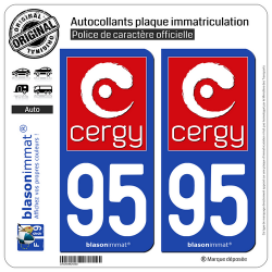 2 Autocollants plaque immatriculation Auto 95 Cergy - Ville