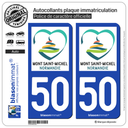 2 Autocollants plaque immatriculation Auto 50 Mont Saint-Michel - Pays