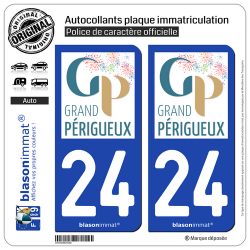 2 Autocollants plaque immatriculation Auto 24 Périgueux - Pays