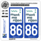 2 Autocollants plaque immatriculation Auto 86 Montmorillon - Ville