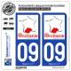2 Autocollants plaque immatriculation Auto 09 Occitanie - Sud de France