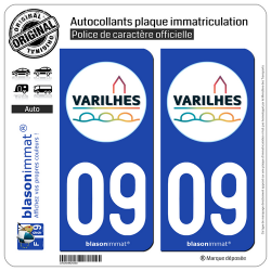2 Autocollants plaque immatriculation Auto 09 Varilhes - Ville