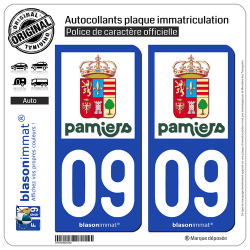 2 Autocollants plaque immatriculation Auto 09 Pamiers - Ville