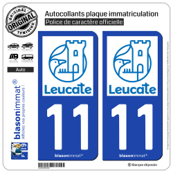 2 Autocollants plaque immatriculation Auto 11 Leucate - Commune