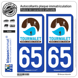 2 Autocollants plaque immatriculation Auto 65 Tourmalet