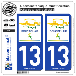 2 Autocollants plaque immatriculation Auto 13 Bouc-Bel-Air - Ville