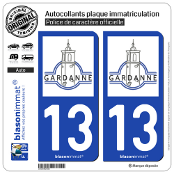 2 Autocollants plaque immatriculation Auto 13 Gardanne - Ville