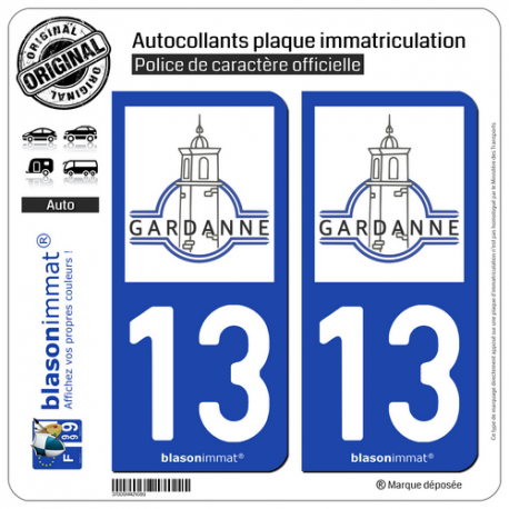 2 Autocollants plaque immatriculation Auto 13 Gardanne - Ville