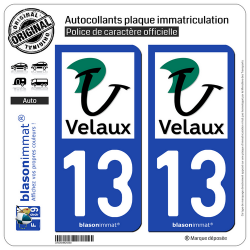 2 Autocollants plaque immatriculation Auto 13 Velaux - Commune
