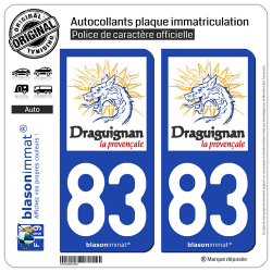 2 Autocollants plaque immatriculation Auto 83 Draguignan - Provençale