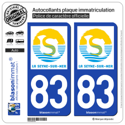 2 Autocollants plaque immatriculation Auto 83 La Seyne-sur-Mer - Ville