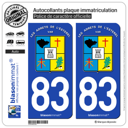 2 Autocollants plaque immatriculation Auto 83 Les Adrets-de-l'Estérel - Commune