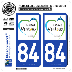2 Autocollants plaque immatriculation Auto 84 Carpentras - Agglo