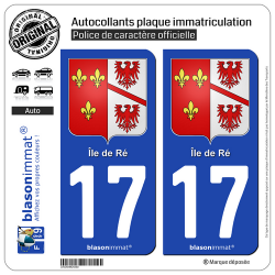 2 Autocollants plaque immatriculation Auto 17 Ile de Ré - Armoiries