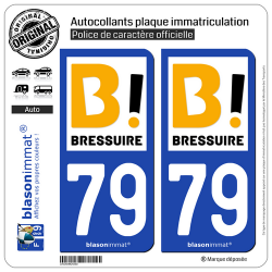 2 Autocollants plaque immatriculation Auto 79 Bressuire -Ville