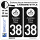 2 Autocollants plaque immatriculation Auto 38 Auvergne-Rhône-Alpes - LT Carbone-Style
