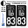 2 Stickers plaque immatriculation Auto 83 PACA - White Carbone-Style