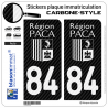 2 Stickers plaque immatriculation Auto 84 PACA - White Carbone-Style