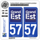 2 Autocollants plaque immatriculation Auto 57 Grand-Est - Région