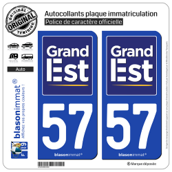 2 Autocollants plaque immatriculation Auto 57 Grand Est - Région