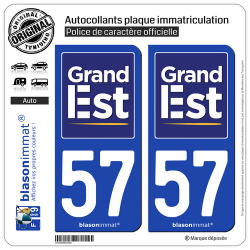 2 Autocollants plaque immatriculation Auto 57 Grand-Est - Région