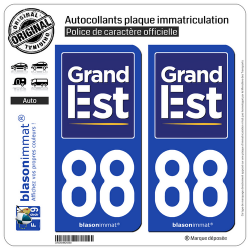 2 Autocollants plaque immatriculation Auto 88 Grand Est - Région