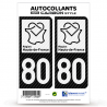 2 Stickers plaque immatriculation Auto 80 Hauts-de-France - LT bi-ton Carbone-Style