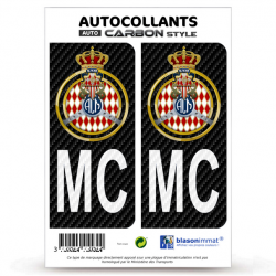 2 Stickers plaque immatriculation Auto Automobile MC Club de Monaco - Carbone-Style