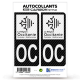 2 Stickers plaque immatriculation Auto OC Occitanie - LT bi-ton Carbone-Style