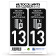 2 Stickers plaque immatriculation Auto 13 Région Sud - White Carbone-Style