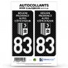 2 Stickers plaque immatriculation Auto 83 Région Sud - White Carbone-Style