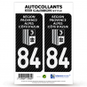 2 Stickers plaque immatriculation Auto 84 Région Sud - White Carbone-Style