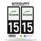 2 Stickers plaque immatriculation Auto 15 Auvergne - LT Carbone-Style