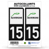 2 Stickers plaque immatriculation Auto 15 Auvergne - LT Carbone-Style