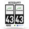 2 Stickers plaque immatriculation Auto 43 Auvergne - LT Carbone-Style