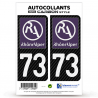 2 Stickers plaque immatriculation Auto 73 Rhône-Alpes - LT II Carbone-Style