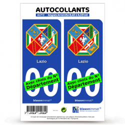 2 Autocollants plaque immatriculation Auto : Latium Région - Armoiries